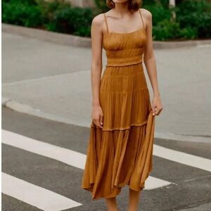 Anthropologie Mustard Midi Dress